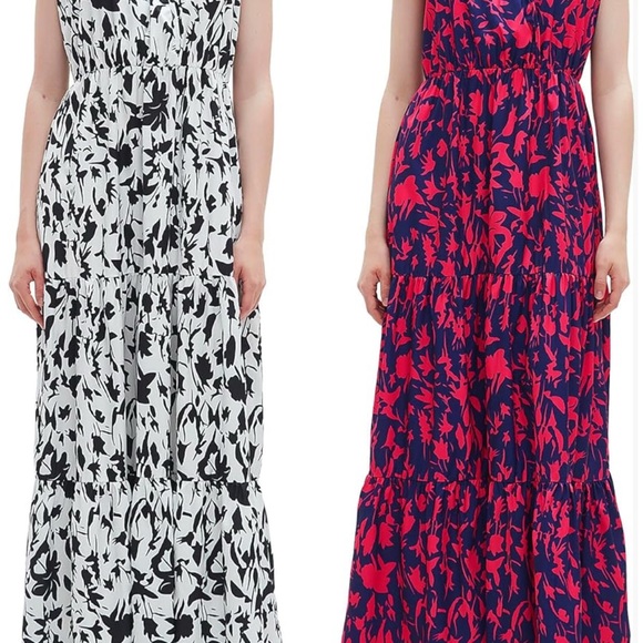 *2* Black and White Sleeveless‎ V-Neck Maxi Sundress-Sz Small - Picture 2 of 6